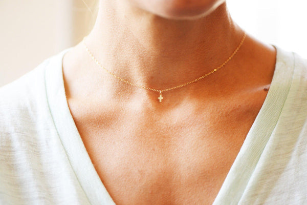 Itsy Bitsy Teeny Weeny Cross Necklace- 14K Gold Filled