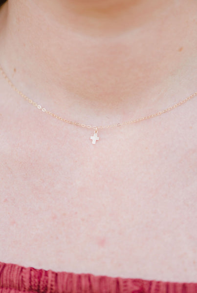 Itsy Bitsy Teeny Weeny Cross Necklace- 14K Gold Filled