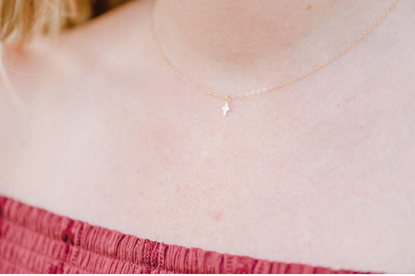 Itsy Bitsy Teeny Weeny Cross Necklace- 14K Gold Filled