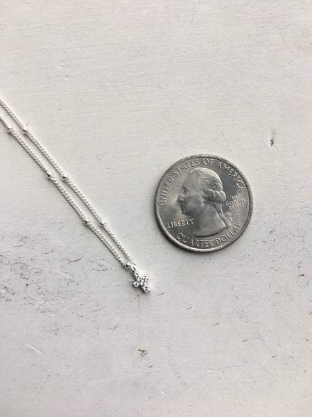Tiny Satellite Cross Necklace- Silver