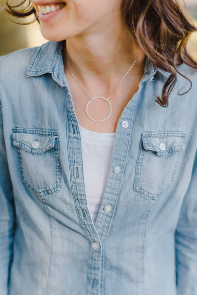 Big Oh Gold Circle Necklace SILVER