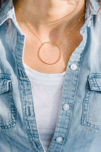 Big Oh Gold Circle Necklace SILVER