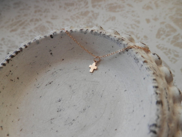 Itsy Bitsy Teeny Weeny Cross Necklace- 14K Gold Filled