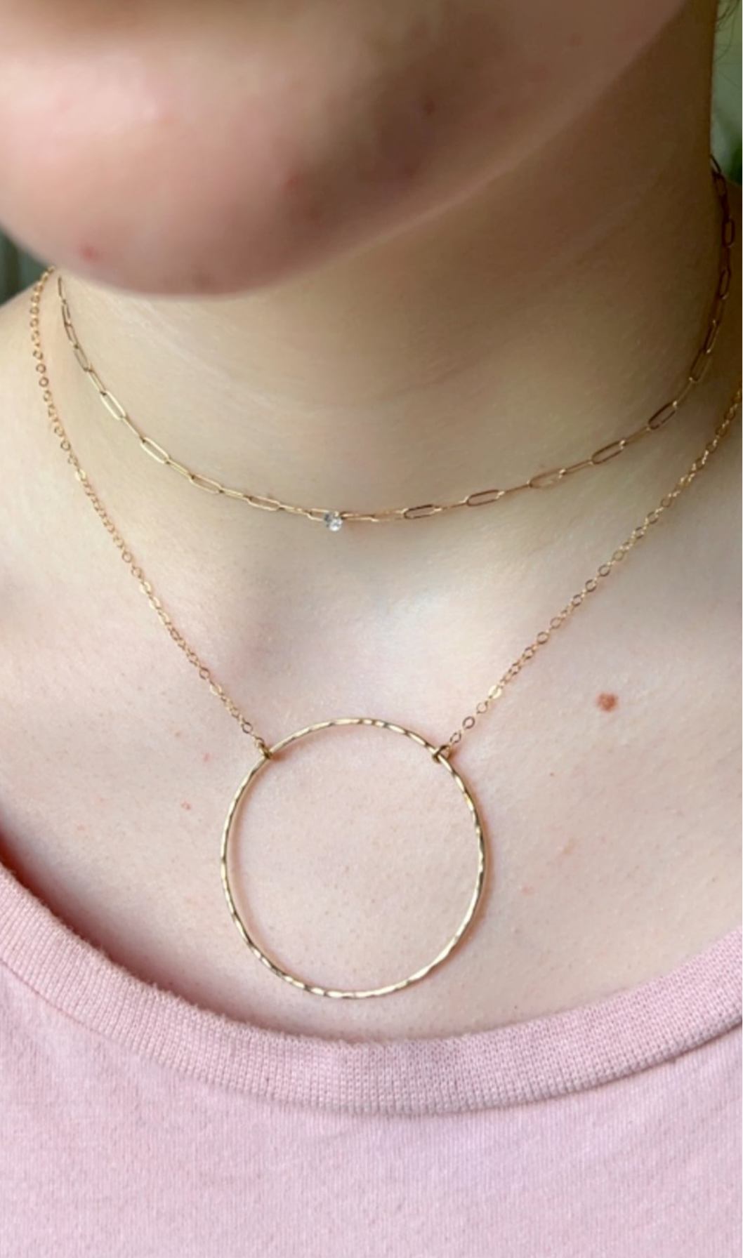 14K Gold Filled Big OH Circle Necklace