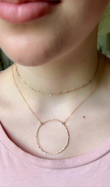 14K Gold Filled Big OH Circle Necklace