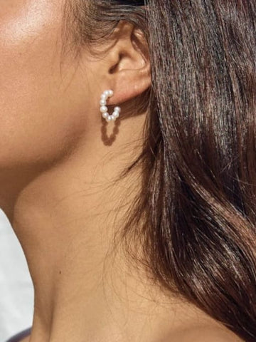 Petite Pearl Hoops