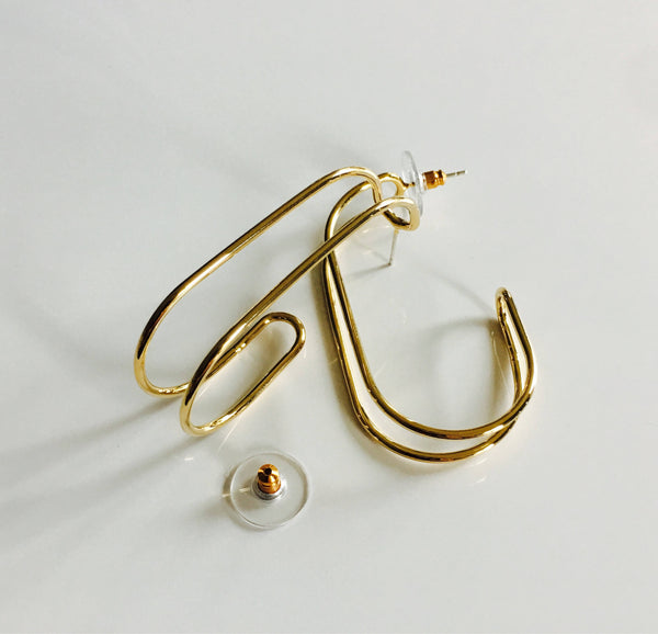 Gold Track Hoop Earring