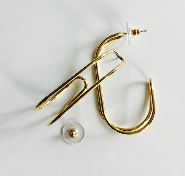 Gold Track Hoop Earring