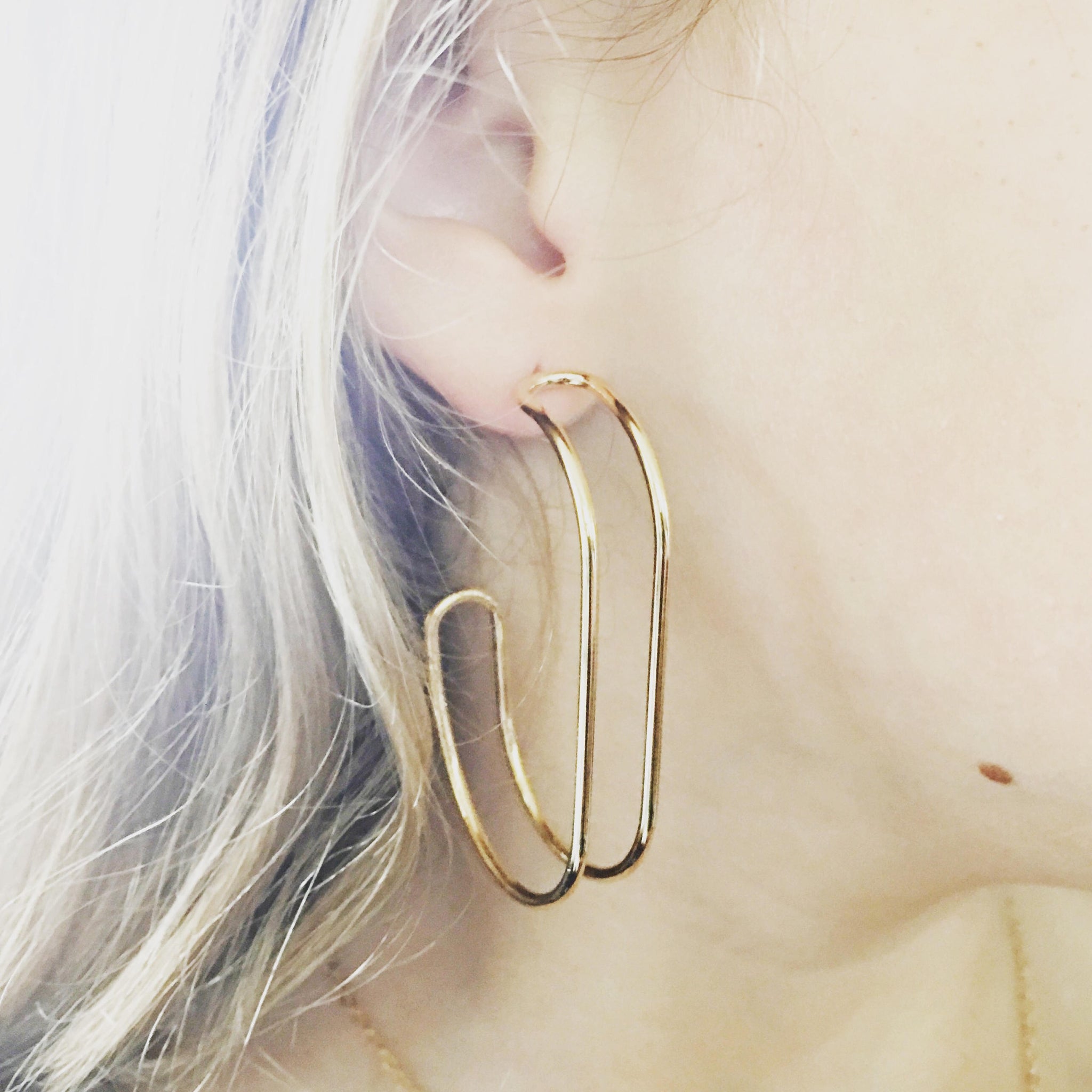 Gold Track Hoop Earring