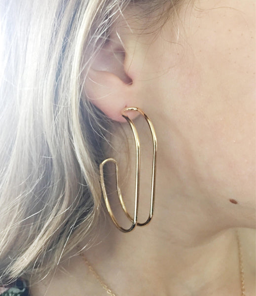 Gold Track Hoop Earring