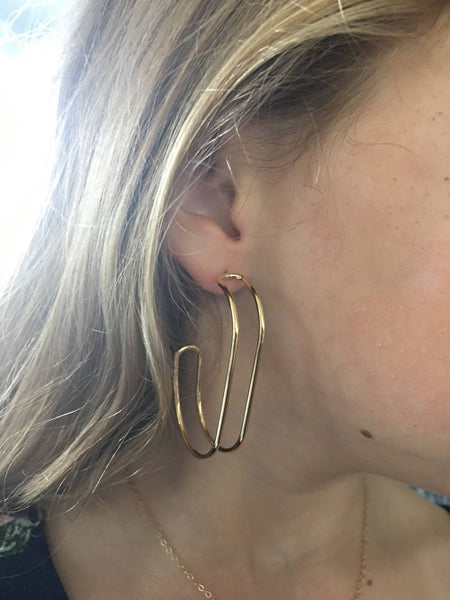 Gold Track Hoop Earring