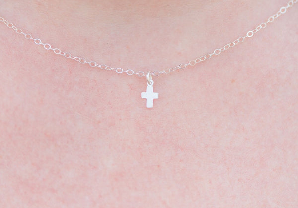 Sterling Silver Itsy Bitsy Teeny Weeny Cross Necklace