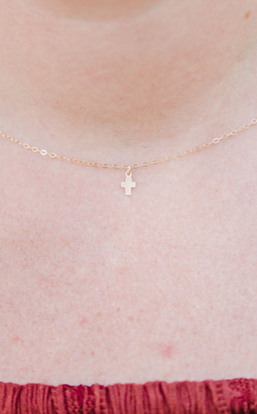 Itsy Bitsy Teeny Weeny Cross Necklace- STERLING