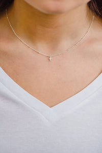 Tiny Satellite Cross Necklace- Silver