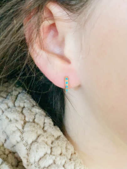 Turquoise Huggie Hoop Earrings